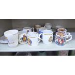 British Royal commemorative china: to include two mugs, designed by Laura Knight for the