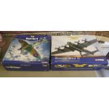 Boxed models, viz. a Corgi diecast Avro Lancaster and a Spitfire