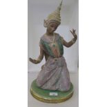 A Lladro porcelain figure, an Asian dancer  18"h