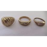 Three dissimilar 9ct gold rings