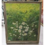 Donna Newhoff - meadow flowers  oil on canvas  bears a signature & dated '73  23" x 19.5"  framed