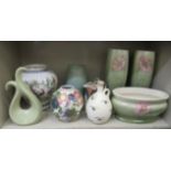 Ceramics: to include a pair of Faiencerie Fires Lille vases  14.5"h; and matching jardinière  6.5"h