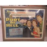 A colour print movie poster for 'Port of Hell'  21" x 28"  framed