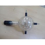 A mid 20thC glass radio valve of spherical form  12"h