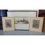 Pictures: to include after Douglas Macleod - 'Antwerp'  engraving  bears a pencil signature  6" x