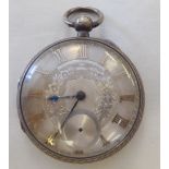 A late Victorian silver cased pocket watch, faced by a Roman dial  London 1889