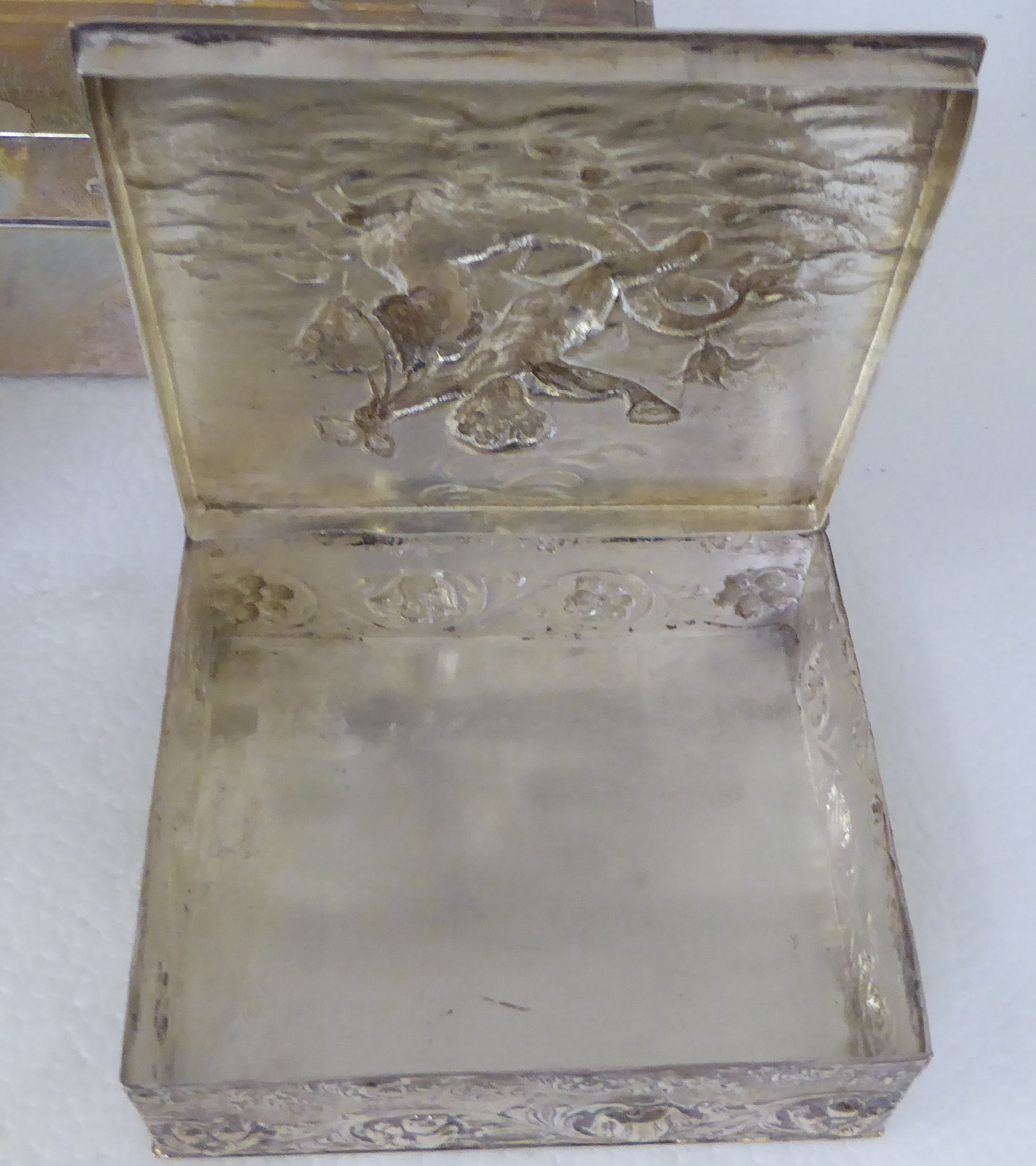 Silver and white metal collectables: to include a pair of candlesticks  5"h; a cigarette box; and - Image 3 of 6