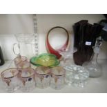 Glassware: to include a purple free form handkerchief design vase  13"h