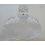 A modern Lalique clear and part frosted glass floral design scent bottle  3"h