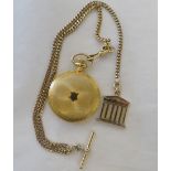 A modern Jean Pierre pocketwatch, on a gold plated watch chain and collesium pendant