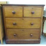 A late Victorian mahogany four drawer dressing chest, on a plinth  36"h  34"w