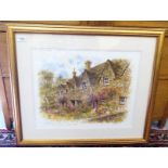 Alex Jawdokimov - 'Cottages at Bibury, Gloucestershire'  watercolour  bears a signature  14" x