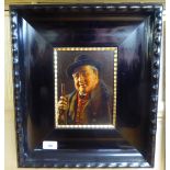 A Binoe - a half length portrait, a well dressed gentleman  oil on board  bears a signature and