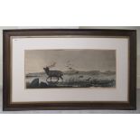 After Sir Edward Landseer, engraved by WH Simmons - a stag and mallards  monochrome print  11" x 27"