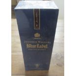 A bottle of Johnnie Walker Blue Label Scotch Whisky