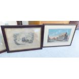 Seven 19th & 20thC engraving prints: to include 'The Lord's Mayor Mansion House'  11" x 16"  framed