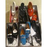 Six pairs of Gucci shoes: to include a pair of Crocodile skin effect and hide pumps  size 3.5  boxed