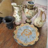 Five decorative ceramics: to include a Wedgwood black basalt urn  6"h; and a Fine Blush Australian