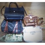 Five Mulberry variously made, patterned and designed handbags