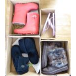 Two pairs of ladies Ugg boots  size 3; a pair of Ugg flip-flops  size 3; and a pair of boots  size 3