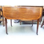 A George III string inlaid crossbanded mahogany Pembroke table, raised on square, tapered legs  29"h