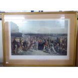 After Charles Lees, engraved by Wagstaffel - 'The Golfers'  coloured print  21" x 34"  framed