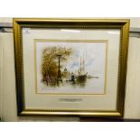 Alex Jawdokimov - 'The Embankment, London'  watercolour  bears a signature  12" x 16"  framed