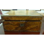 A late Victorian mahogany writing slope with straight sides and a hinged lid  5.5"h  12"w