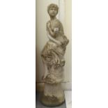 A composition stone figure, a robed maiden  33"h overall