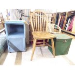 Small furniture: to include a mid 20thC Lloyd Loom style laundry bin  24"h  22"w