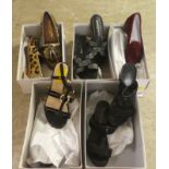 Five pairs of ladies Russell & Bromley slip-on and other shoes  approx. size 36  boxed