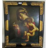 G Francesr - a mother and child  oil on canvas  bears a label verso  15.5" x 19"  framed