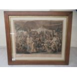 After Zoffany - 'Colonel Mordaunts Cock Match'  coloured print  17" x 22"  framed