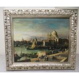 Modern Venetian School - a canal scene  oil on canvas  bears an indistinct signature  16" x 20"