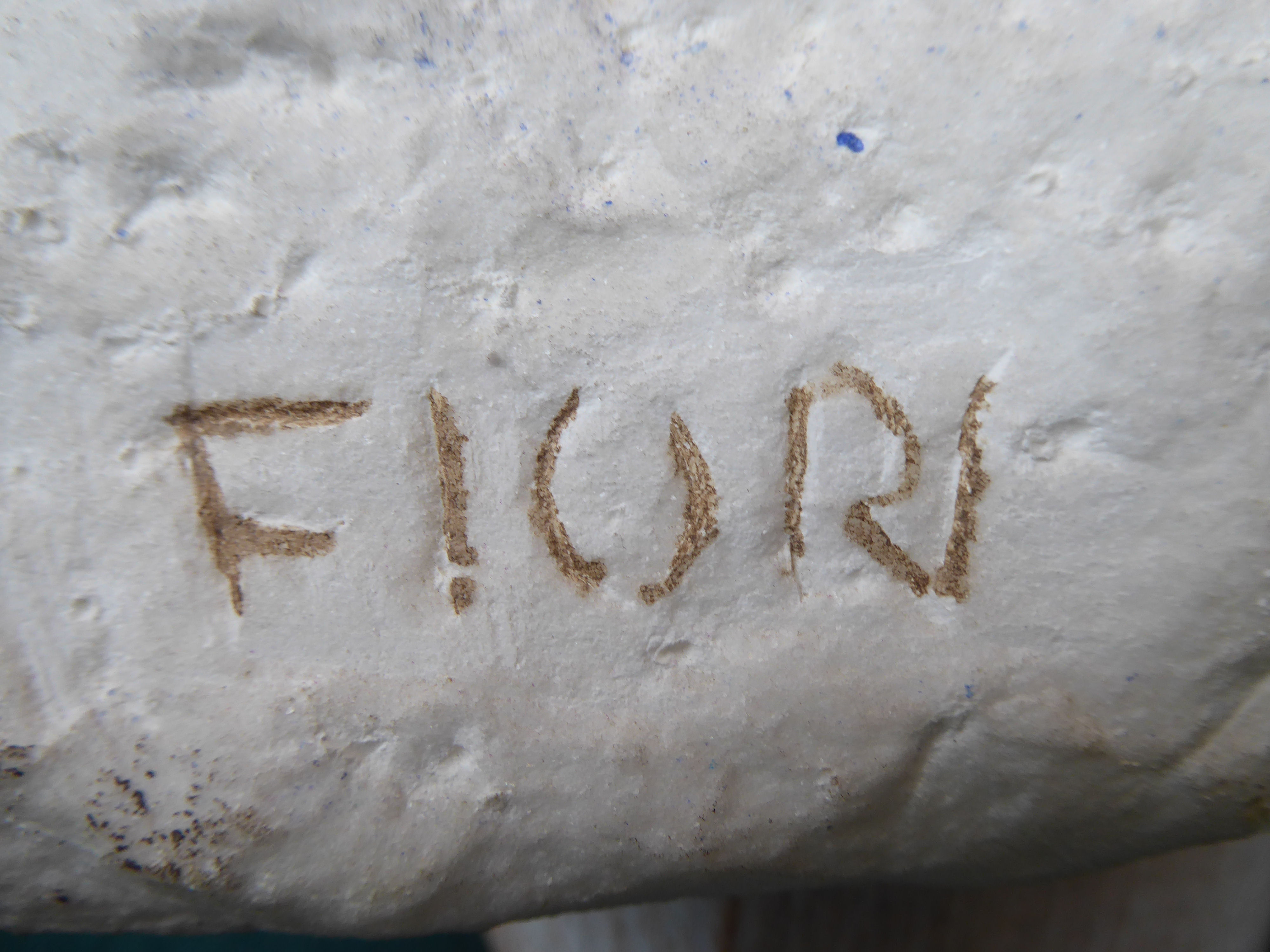 Attributed to Jean-Marie Fiori - a caved and painted marble sculpture, a duck's head, on a wooden - Image 4 of 7