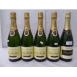 Champagne, five bottles of Nicolas Feuillatte Brut