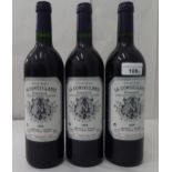 Wine, three bottles of 1994 Chateau La Conseillante Pomerol