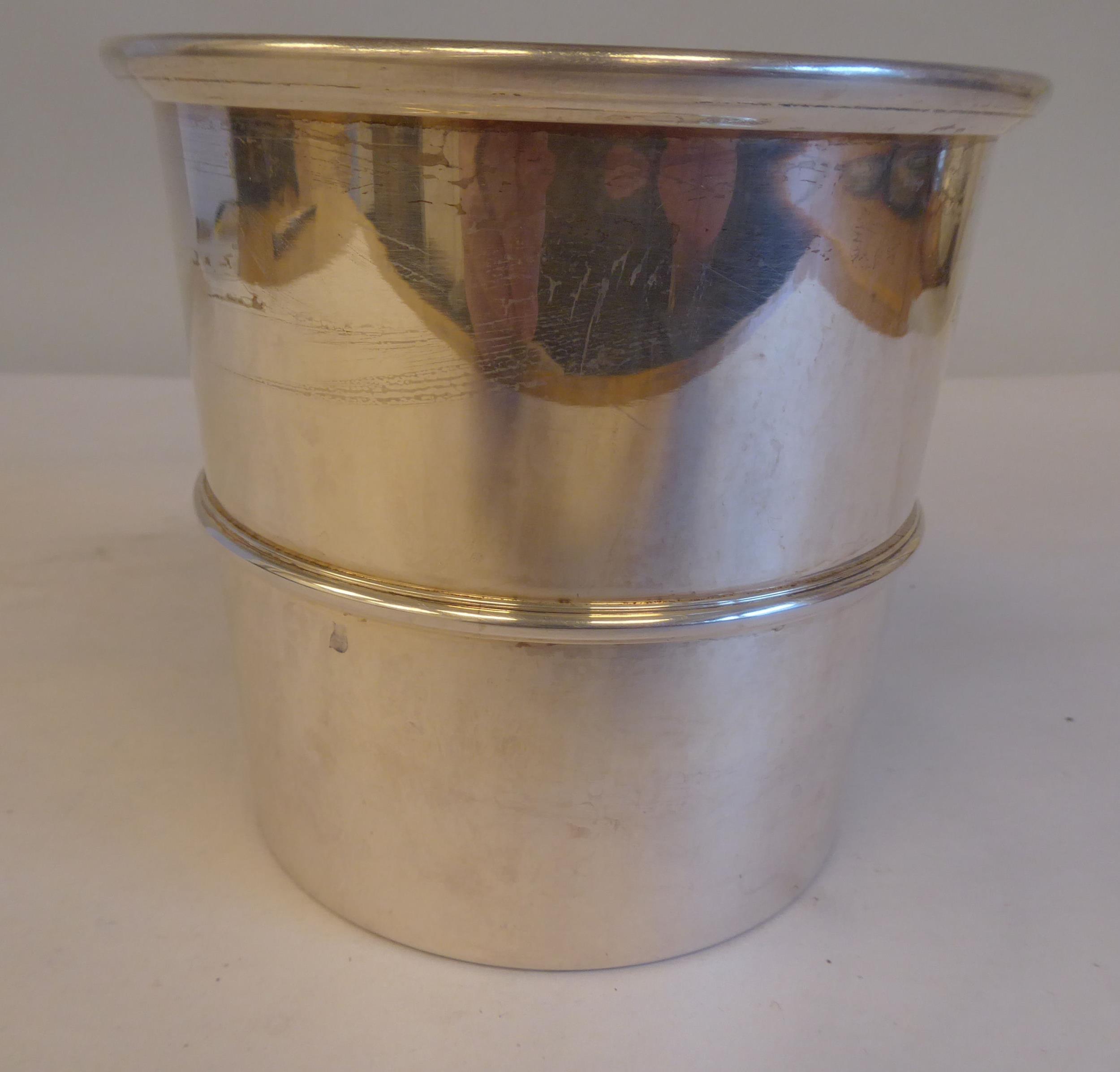A silver wine cooler with an applied wire rim and waist band  Solomon Joel Phillips  London 1997  ( - Image 2 of 4