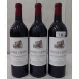 Wine, three bottles of 2006 Chapelle D'Ausone Saint-Emilion Grand Cru