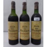 Wine, three bottles of Clos des Menuts Grand Cru Saint-Emilion, 1970, 1976 and 1978