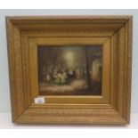 Koester - a Victorian period garden party  oil on board  bears a signature  7" x 9"  framed