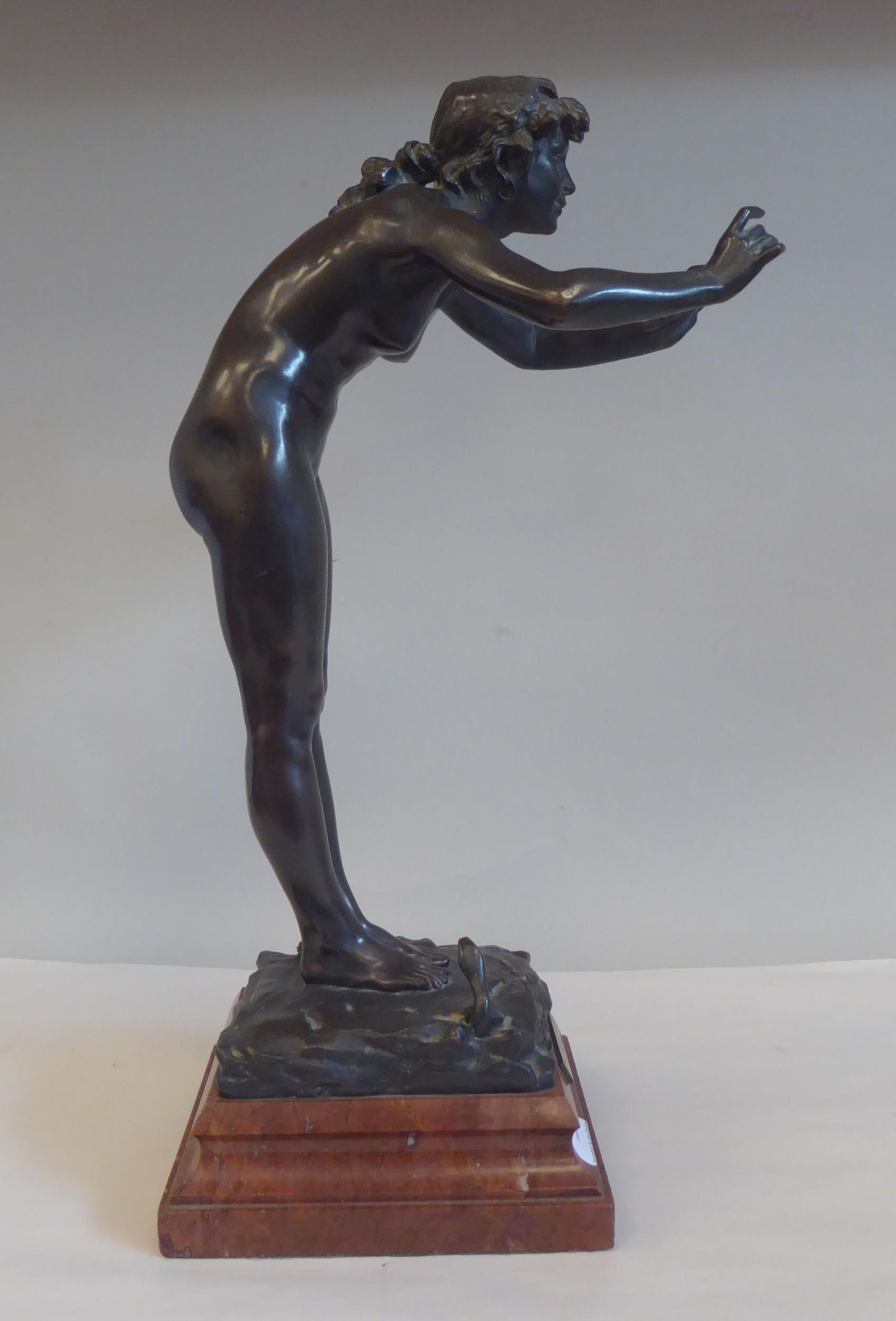 After Beguine - 'La Charmeuse'  a cast and patinated bronze nude  bears an impressed signature and - Image 8 of 10