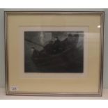 After David Blackwood - 'Coming Ashore'  Limited Edition 27/50 monochrome print  bears a pencil