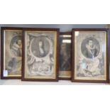 A series of four 18thC steel engravings, variously featuring portraits, including Oliver Cromwell,