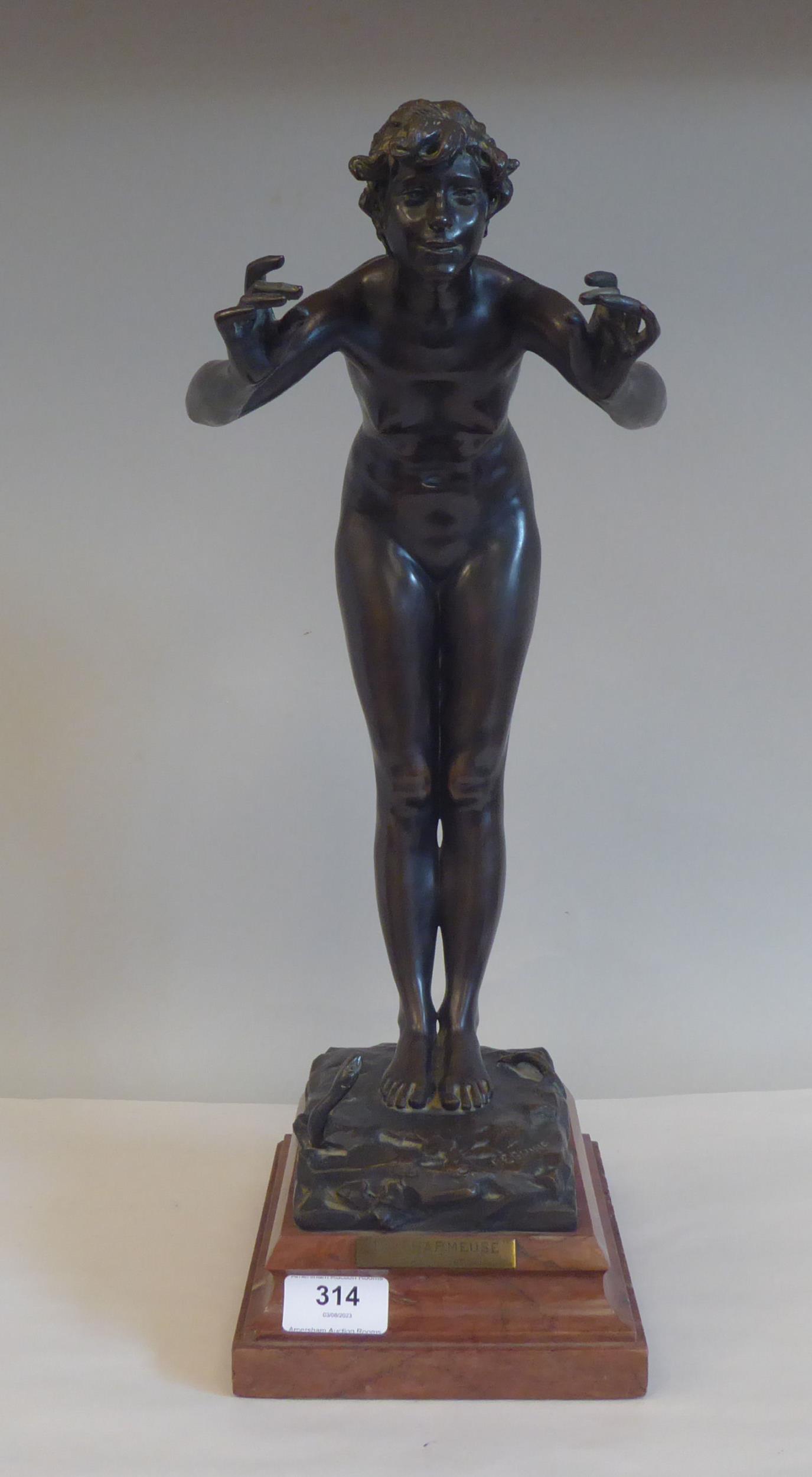 After Beguine - 'La Charmeuse'  a cast and patinated bronze nude  bears an impressed signature and