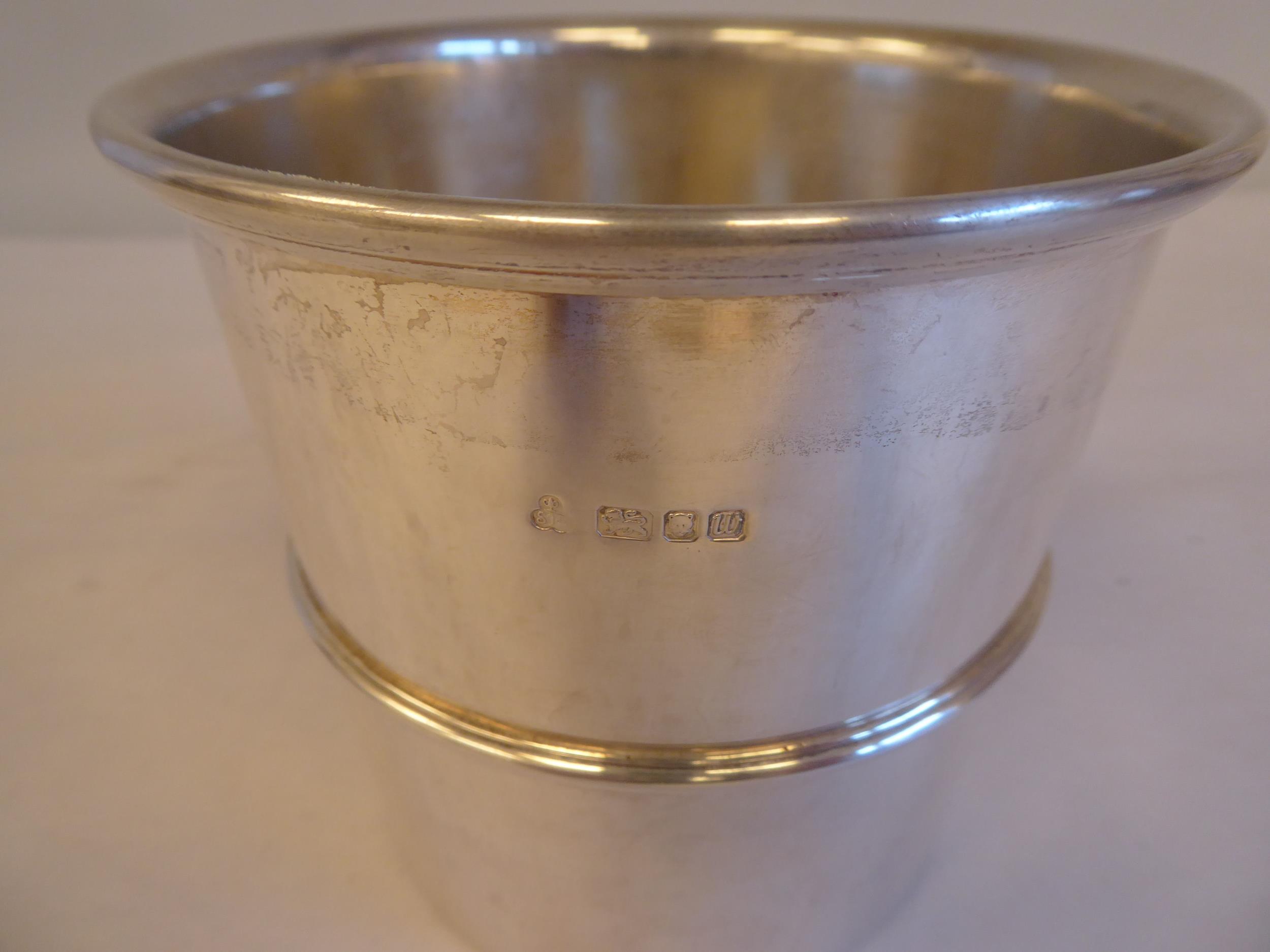 A silver wine cooler with an applied wire rim and waist band  Solomon Joel Phillips  London 1997  ( - Image 3 of 4
