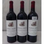 Wine, three bottles of 2006 Chapelle D'Ausone Saint-Emilion Grand Cru