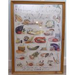 A coloured print poster advertising the fresh culinary delights of Italian produce  38" x 26"