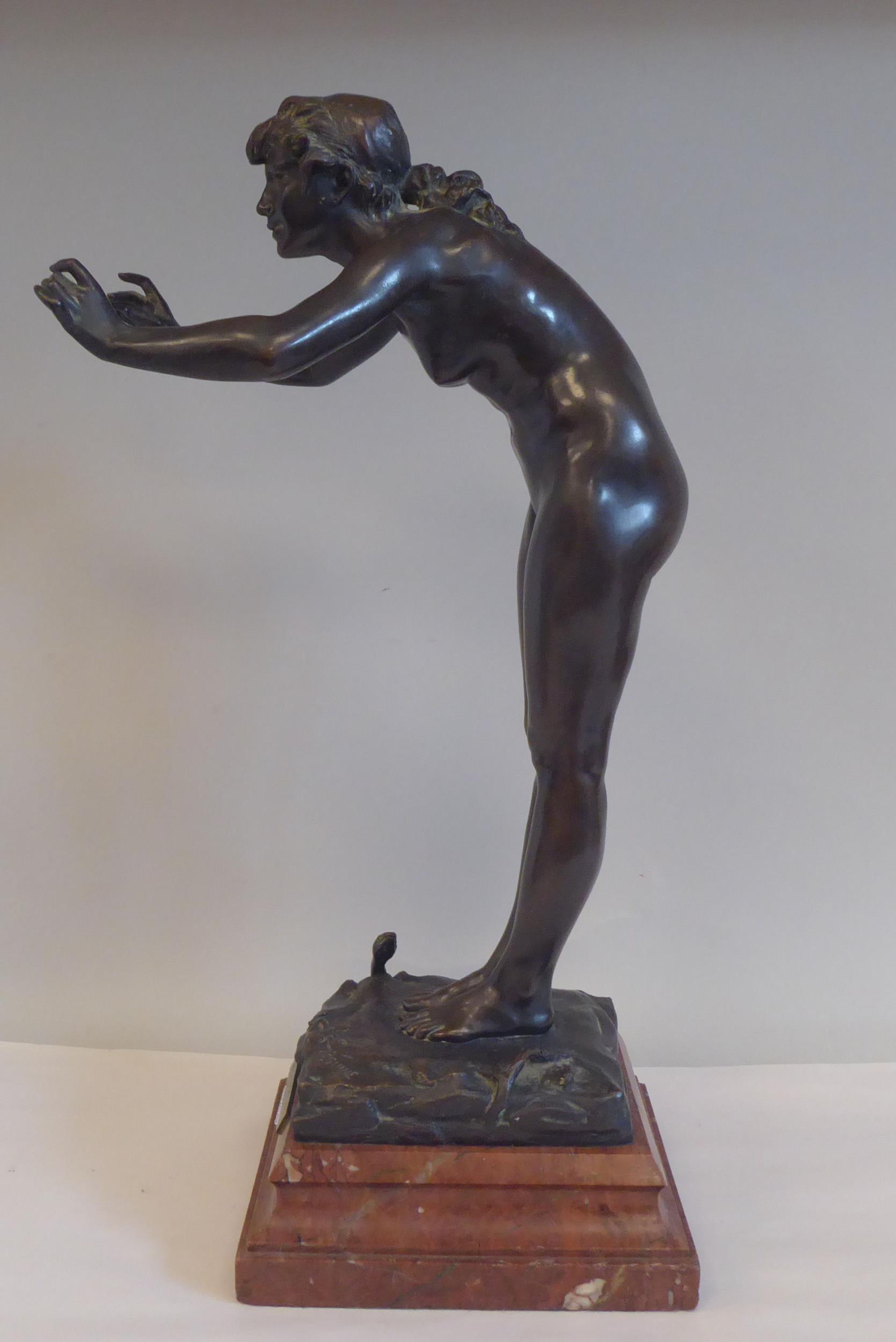 After Beguine - 'La Charmeuse'  a cast and patinated bronze nude  bears an impressed signature and - Image 5 of 10