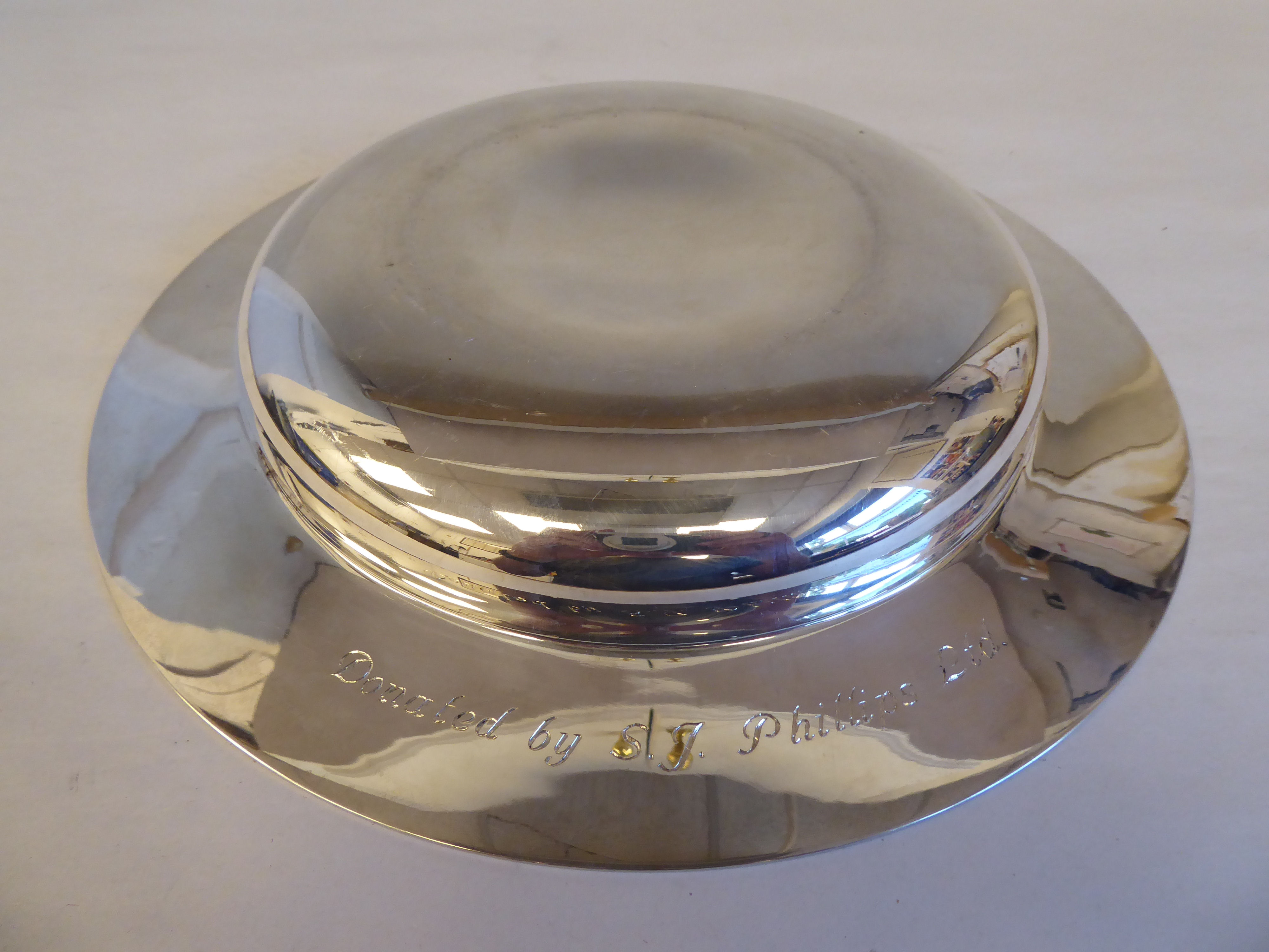 A silver Armada style presentation dish  bears personalised inscriptions  Solomon Joe Philipps - Image 4 of 4